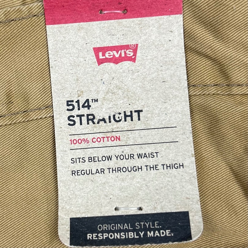 Levi's 514 Straight Pants Mens 34x34 Tan Khaki Cotton Twill Casual Workwear NWT - Picture 4 of 12